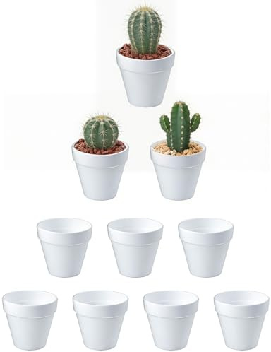 HIGA-JKL 10 pezzi 6×7 cm Vasi da fiori bianchi resistenti alle rotture in plastica, mini vasi da fiori in plastica bianchi, vasi mini per piante per interni ed esterni, cactus, piante grasse, piante