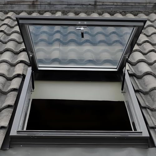 Fenêtre de Toit panoramique, fenêtres en Aluminium Multi-Angles, Double vitrage, Trappe de Toit pour Grenier/sous-Sol (L x l 85 x 85 cm)