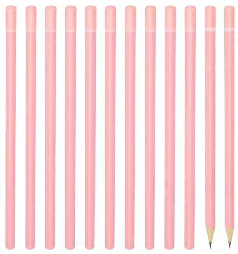 PATIKIL Triangelformade träpennor bulk, 12-pack HB grafitpennor för kontorsmaterial, ingenjörsmarkering skrift konst ritningsmaterial, rosa