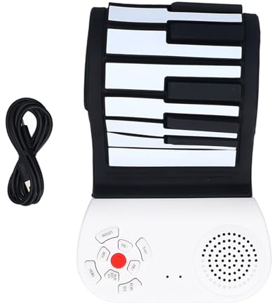Fafeims Piano Portatile, 49 Chiave Roll -up, Tastiera in Silicone Pieghevole con Ricarica USB e Altoparlanti Incorporato Piano Elettrico Portatile per Bambini Principianti Pratica