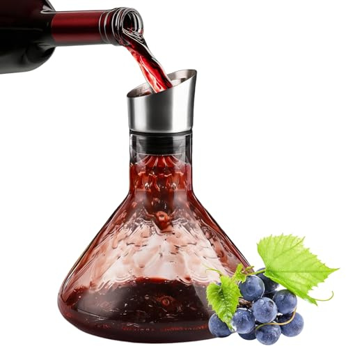 Decanter per Vino con Aeratore, Caraffa Vino 1502ml con Filtro - Regalo per Suoceri, Amanti del Vino, Regalo Casa Nuova - Idee Regalo per Uomo