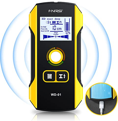 FNIRSI 6 en 1 Detector de Pared - Localizador de Montantes de Madera y Metálicos, Detector de Cables y Tuberías, con Función de Centro y Borde, para Paredes Secas y Mampostería