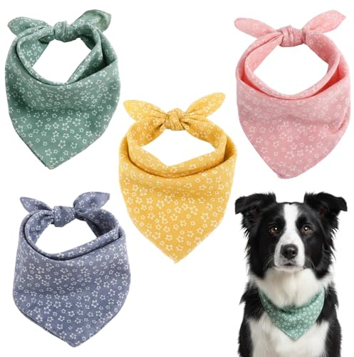 4 Pack Dog Neckerchief, Poppy Dog Bandana, Dog Clothes Medium, 45x45cm Bandana for Dogs, Clothing & Accessories for Dogs