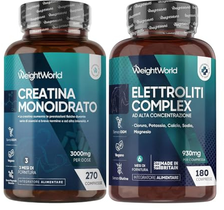Creatine Monohydrate 270 comprimés 3000mg & Electrolyte Complex sans Sucre