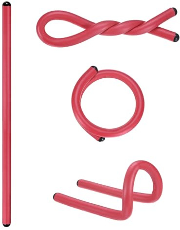 M METERXITY 4-Pack Twist Rubber Ties, 17-Inch EVA Foam Reusable Twist Ties for Organizing Bundling Cords/Wires/Cables, Bendable Rubber Tie Down Straps [Red]