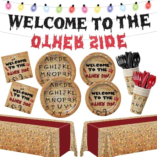 Eywusco 171pcs Vintage Rustic Alphabet Plates Napkins Birthday Party Decorations Paper Cups Disposable Vintage Rustic Alphabet Tableware Set Party Supplies for Boys Girls Birthday Decor Serve 24