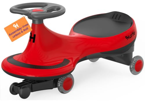 Hurtle Wiggle Car Ride On Toy – Twist Car with Steering Wheels, No Batteries or Pedals, Ride-On Swing Car for Toddlers,Kids Age 2+ (Red), Medium