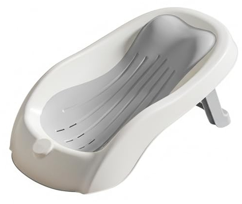 Supporto multifunzionale e antiscivolo per il bagnetto del bambino, seggiolino da bagno per neonati, colore grigio, per vaschetta da bagno o lavandino, design pieghevole.