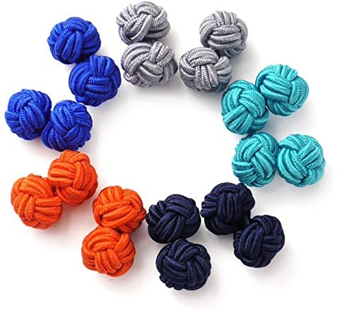 HONEY BEAR 5 Paia Seta Tessuto Nodo Gemelli Set per Uomo Donna Camicia Abito Accessori Decorazione(Rotondo 1 senza scatola)