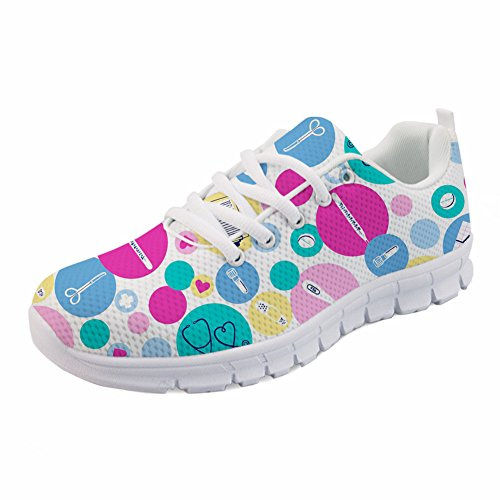 Coloranimal Femmes Sneaker Flats Mignon Infirmière Imprimer Léger Mesh Chaussures EU41