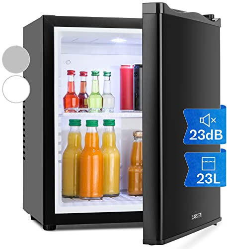 KLARSTEIN Petit Frigo de Chambre de 23L pour Snacks et Boissons, Top Silencieux, Mini Bar, avec Étagères Réglables Camping, Cosmetique, 5-15°C