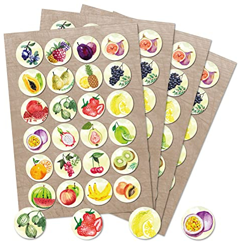 Logbuch-Verlag 96 bunte Küchenaufkleber OBST - Früchte Aufkleber Aquarell-Optik - Küche Sticker Kinder Kindergarten Basteln Deko Gläser