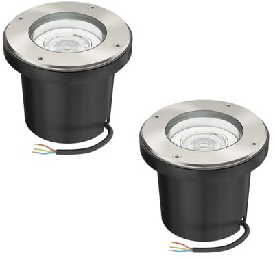 ledscom.de 2 uds. Lámpara empotrable de suelo BOFU para exteriores giratoria redonda de acero inoxidable IP67 150mm Ø incl. lámpara LED (blanco cálido, 5,4W, 510lm, 45°)