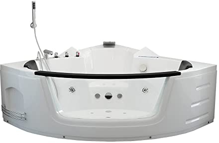 HOME DELUXE - Whirlpool - Laguna L KOMPAKT - Weiß, Maße: 140x140x65cm, inkl. Radio, Heizung und Lichttherapie I Eckwanne für 2 Personen Indoor Badewanne