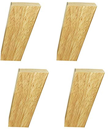 4 Piedini per Mobili in Piazza Gambe per Mobili Quadrate Oblique In Legno Massello Piedino di Sostituzione Gamba del Tavolo Piedi del Divano,Con Piastra di Montaggio e Viti,Colore del Legno(10cm)