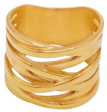 Heideman Ring Damen Serpi goldfarbend aus Edelstahl goldfarbend matt Damenring für Frauen Damenring für Frauen ohne Stein