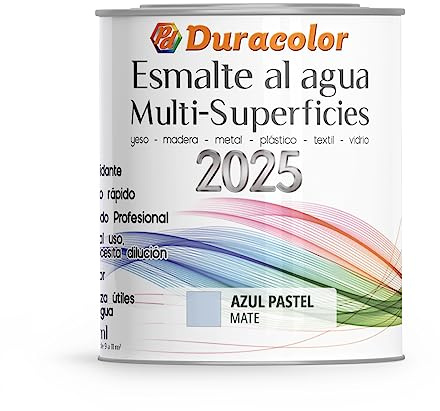 Esmalte al Agua Multi Superficie - Color Mate Azul Pastel - 750 ml - Acabado Mate - Sin Olor - Resistente a Golpes, Roces y Manchas - Antioxidante - Rápido Secado - Duracolor