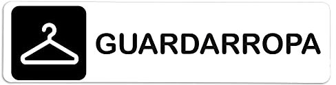 Becral® - Señal adhesiva de PVC GUARDARROPA | Placa puerta PVC BLANCO | Señal informativa | Cartel Puerta 200X50mm