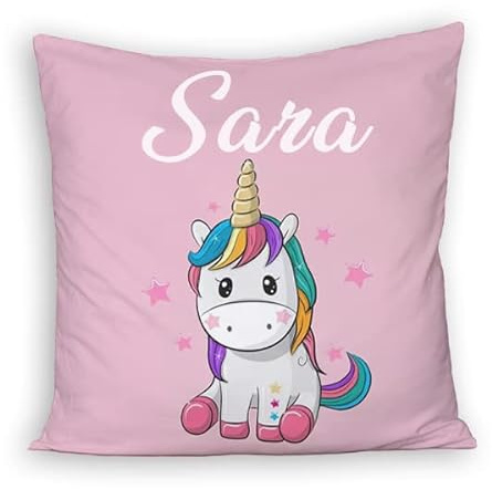 Unicorno Cuscino Personalizzato 1 Idea Regalo Natale Compleanno Unicorni Bambini Bambina Festa Originale Collezione Decorazioni Casa Divano Letto Colorato Stampa Personalizzata con nome bimba
