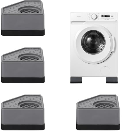 4 Pièces Patins Anti Vibration Machine A Laver Support, Tampons À Pied Amortisseurs lave linge, Sèche-Linge Anti-Dérapant Patin Machines à Laver Stabilisateur en Caoutchouc, Gray