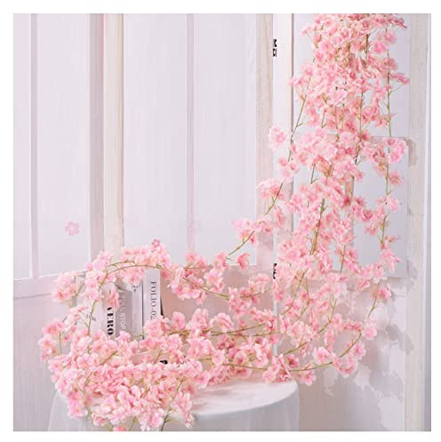 Miokycl Guirnalda de Flores de Artificiales de Imitación, 1,8 M, 256 Vides Colgantes para Decoración del Banquete de Boda, la Habitación del Hogar de Primavera (Rosa Claro)