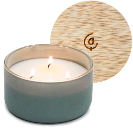 Calyan Wax Co. Evergreen & Eucalyptu 3 Wick Scented Candle - 30 Hour Burn - Luxury 3 Wick Soy Candles - Non Toxic Soy Wax Candles - Long Lasting Large Glass Jar Candle for Home - 8oz