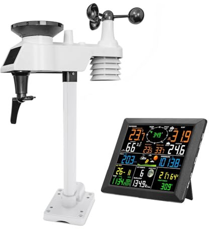 Correa 0310 EstacióN MeteorolóGica WiFi Profesional Internet InaláMbrica con Sensor Exterior PluvióMetro Smart Life Weather Enchufe UE