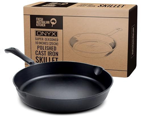 GARUET Cast Iron Skillets Nonstick - Pre Seasoned Frying Pan Cookware Pan for Cooking (Polished, 25 cm)