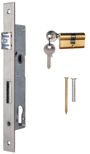 ATTAS Einsteckschloss inkl. Profilzylinder für Drehtore – Dornmaß 25 mm, für Gartentor Rohrrahmenschloss, geeignet für Rahmenprofile Rahmenschloss, Wechselfunktion, DIN-Links & DIN-Rechts Gartentür