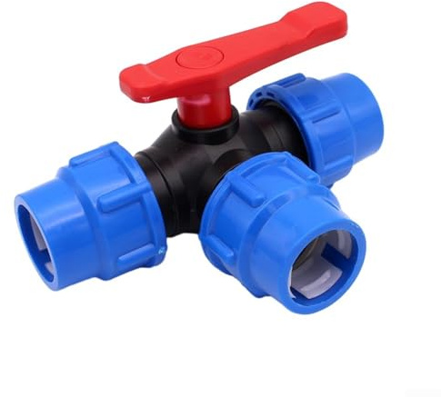 PE-Rohr 3-Wege-Kugelhahn, 20/25/32/40/50 mm Kunststoffventil-Kugelhahn, Ventil-Schnellanschluss, T-Typ-Schalter-Wasser-Splitter (20 mm)
