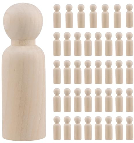 CHUENKUK 40 Figuras de Madera para Pintar 9 cm, Muñecas de Madera Natural Sin Terminar para Manualidades DIY, Decoración, Proyectos Creativos