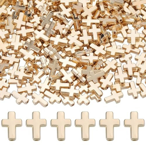YUEXNKO Pequeña Cruz Encantos Colgantes 100pcs Pequeños Dijes de Cruz de Acero Inoxidable para Hacer Pulsera Collar bisuteria sin Plomo Colgantes para Collar Accesorios para Joyas 13x10mm Agujero:2mm
