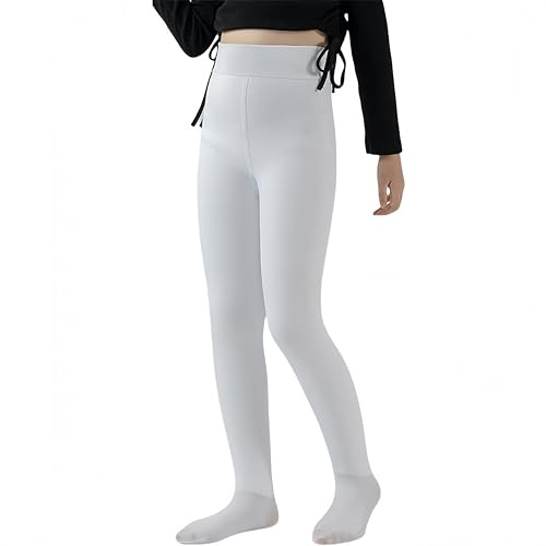 YKDLLF Mallas con Forro Polar para Niñas Medias Termicas Opacas de Invierno Medias sólidas para niñas opacas de microfibra suave con pies para niños casual baile escuela ballet