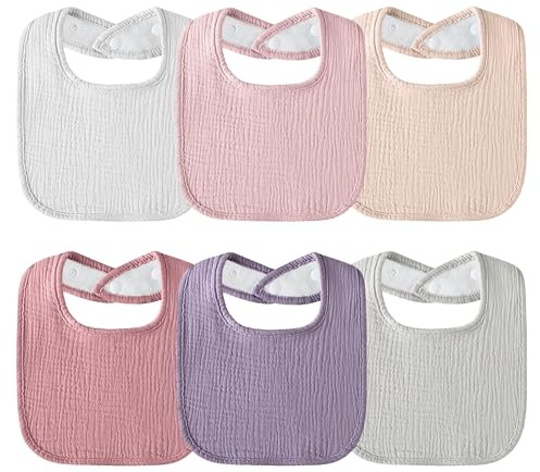 Kewlife gift Babero de muselina para bebé, pañuelo cuadrado ajustable para niño y niña, Rosa salmón-6pcs, Talla única