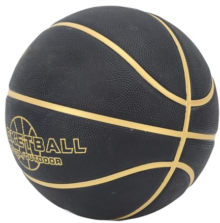 POENVFPO Basketträning i Svart Gummi för Tonåringar, Slitstark, Säker, Stora Partiklar, Lättgreppad Boll för Skolan (3 Storlek)