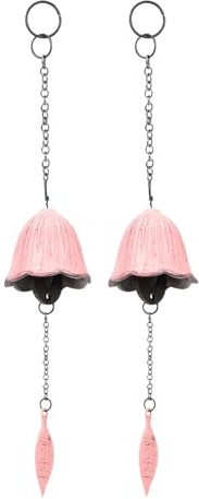 Kisangel Campanelli Eolici Giapponesi in Ghisa Rosa Set da 2 Campanelle a Vento in Metallo Motivo Fiore di Ciliegio Decorazioni da Appendere per Giardino Balcone e Patio Ornamenti