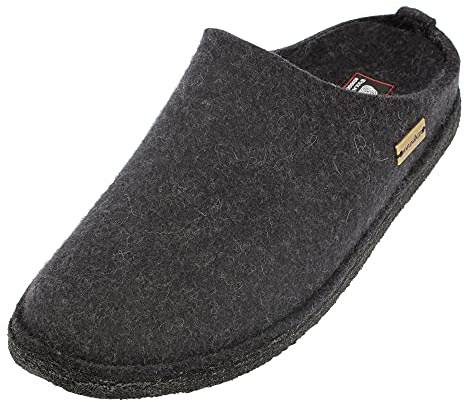 HAFLINGER Flair Soft Filzpantoffeln aus Wollfilz Hausschuh Dunkelgrau (Graphit 77), Gr. 41