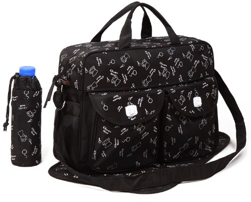 Wickeltaschen Set, Bären-Design, Schwarz, 3-teilig