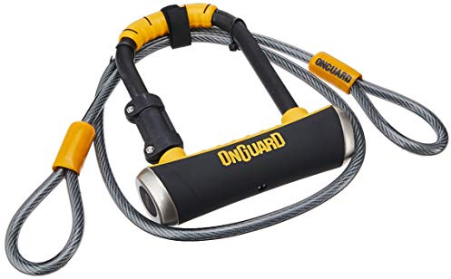 OnGuard Pitbull Mini DT-8008 Bike Lock, Keyed Shackle Locks, High Security & Reliable, Lock With Co-Moulded Crossbar, Locks Shackle On Four Sides, Hardened Steel Cycle Lock, Black, 9.0x14.0 cm