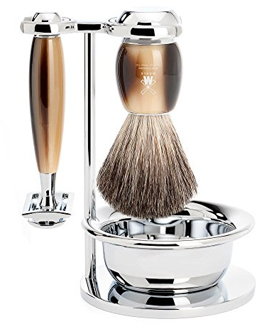 MÜHLE VIVO 4-piece Pure Badger Modern Safety Razor Luxury Wet Shaving Set - Perfect for Every Day Use, Barbershop Quality Close Smooth Shave