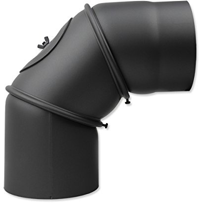 Tubo per stufa, curvo, 130 mm, regolabile a 90°, grigio ghisa, con gomito