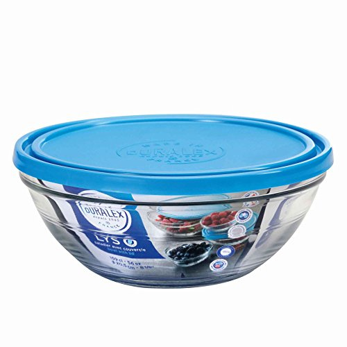 Duralex 9067AM06C1111 Freshbox Rond Frischhaltebox mit Deckel, 1.59 Liter, Glas, blau, 1 Stück