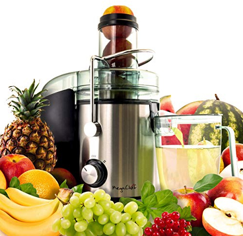 MegaChef Wide Mouth Extractor Juice Machine with Dual Speed Centrifugal Stainless Steel Juicer, 3.5 Cup, Chrome Silver