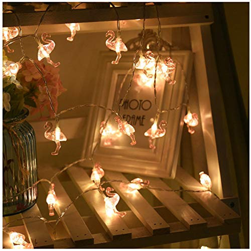 Pink Flamingo String Lights LED Fairy Lights 40 LED USB Operated Twinkle Flamingo Hanging Lights Tropical Themed Strung Light for Wedding Garden Parties DIY Wreathe Decoration (Pink Flamingo, USB)