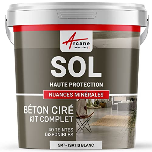 Béton ciré sol en kit | Primaire et vernis de finition inclus - 5 m² (en 2 couches) Isatis Blanc - ARCANE INDUSTRIES