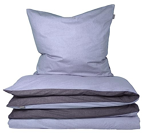 Schiesser Bettwäscheset Doubleface | Renforcé | 2-teilig | Zweifarbig | 100 % Baumwolle | Oeko-Tex® Made in Green Zertifiziert | Reißverschluss | 135x200cm + 80x80cm | Blau