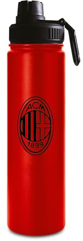 A.C. Milan Borraccia Calcio - 650 ML - Borraccia Termica in Acciaio Inox Interno Esterno - Mantenimento Temperatura fino a 24h - Scuola, Tempo Libero, Rosso