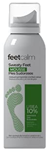 feetcalm - Mousse Pies Sudorosos. Spray Desodorante para reducir el sudor y eliminar el mal olor en pies y calzado. (Mousse Pies Sudorosos 75 ml.), 1 item