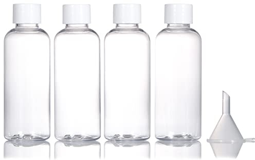4pcs Travel Bottles,80ml Refillable Clear Empty Plastic Travel Size Containers Bottles with Screw Lids for Toiletries,Soap,Shampoo and Conditioner