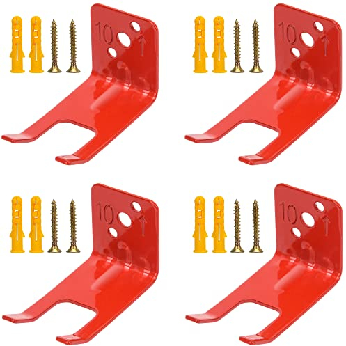 Citrouille Feuerlöscher-Halterung für Feuerlöscher mit Ventilkörperschlitzen, Hals unter 2,5 cm, Gabel-Stil, Feuerlöscher, Aufhänger für 2,3-6,8 kg Trocken- und Wasserlöscher (rot, 4 Stück)